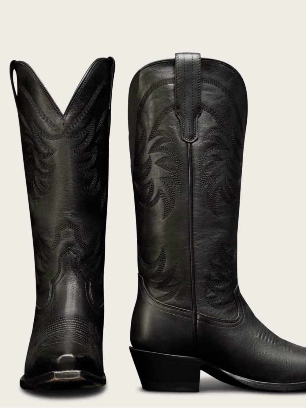 Tecovas Black Leather Women's Western Boots with Stitched Design